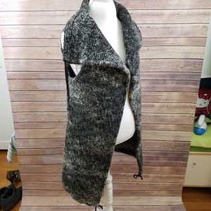 Women's Knit Cardigan Vest Black/Grey/White Size M